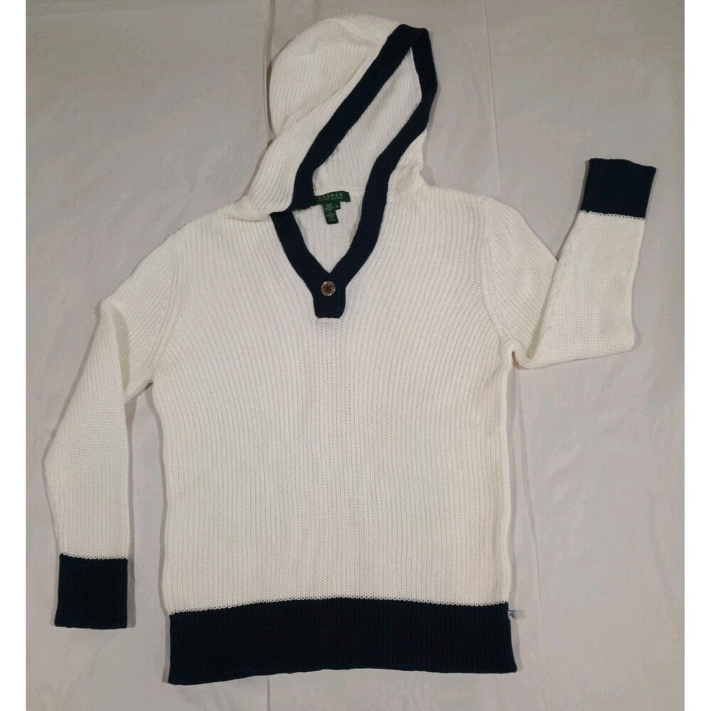 Vintage Lauren Ralph Lauren Hooded Knit Sweater Size XL 90s Y2k